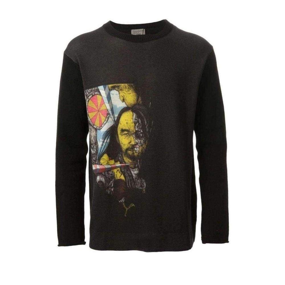 Yohji Yamamoto - Portrait Print Black Sweater - JP 3